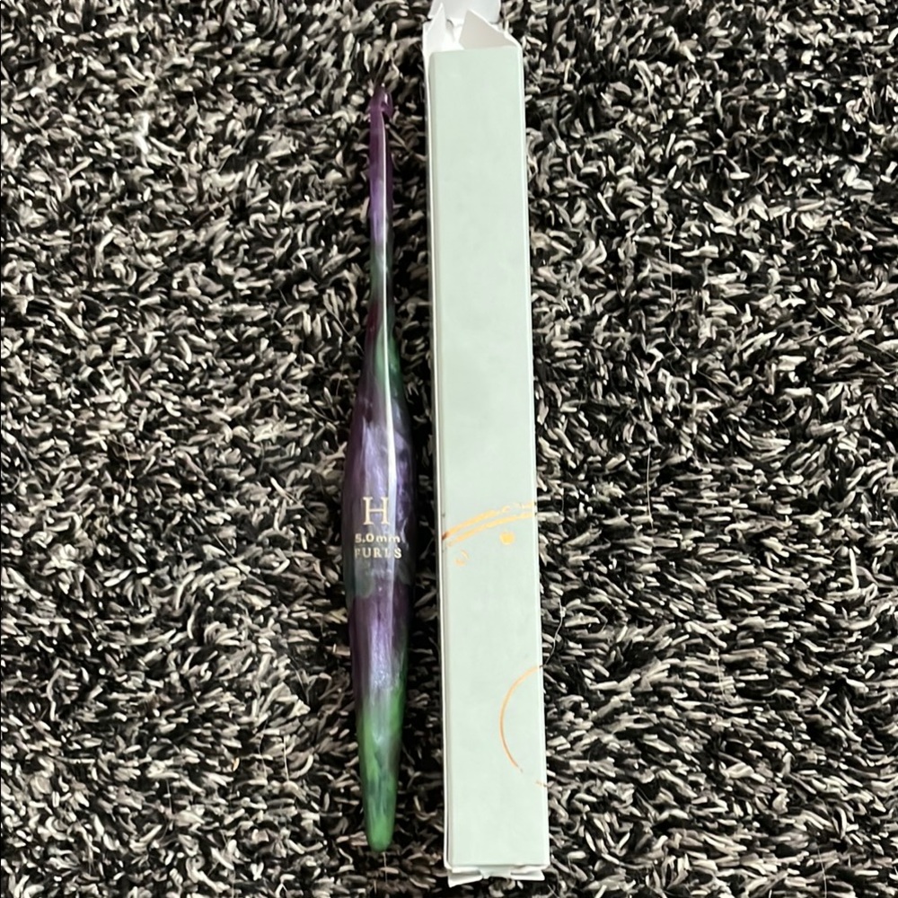 Purple and Green Furls Crochet Hook